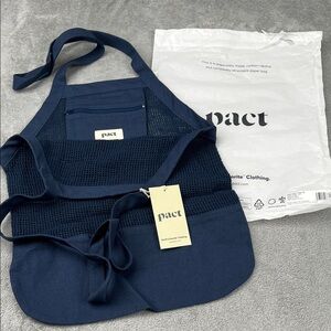 $12 Special NEW‎ Pact 100% Organic Cotton French Navy Crochet Bag, Zipper Pocket